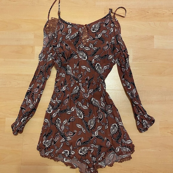 Charlotte Russe Pants - Floral Cold Shoulder Romper